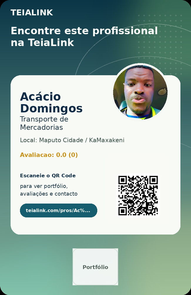 Cartão frente de Acácio Domingos