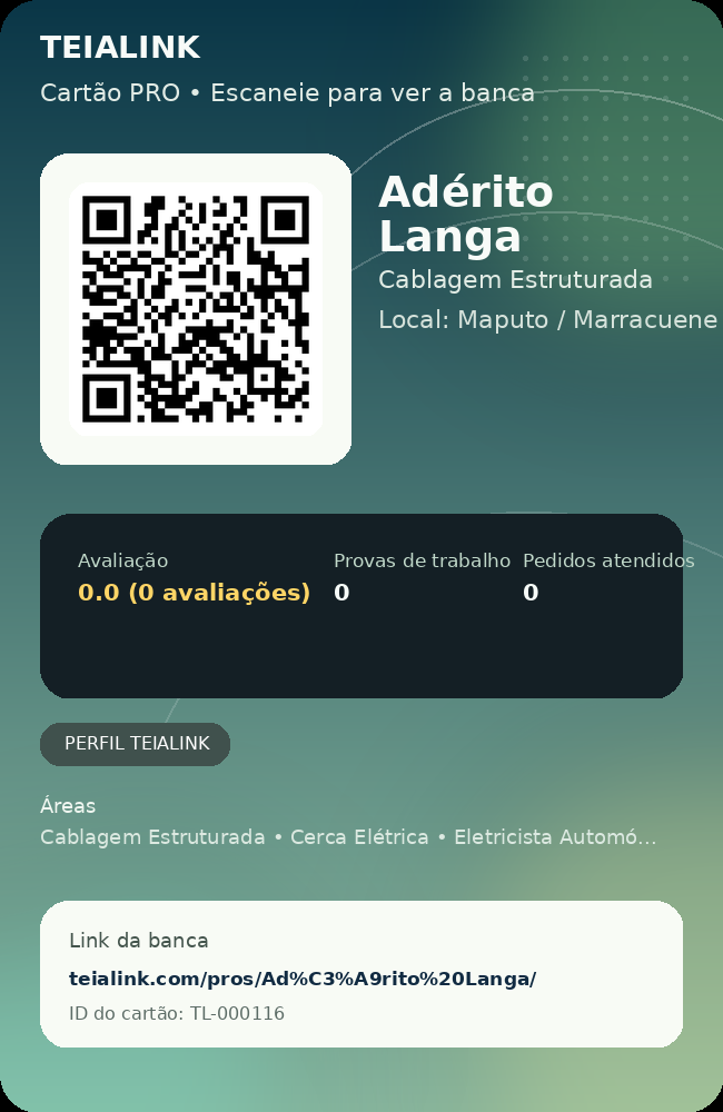 Cartão verso de Adérito Langa