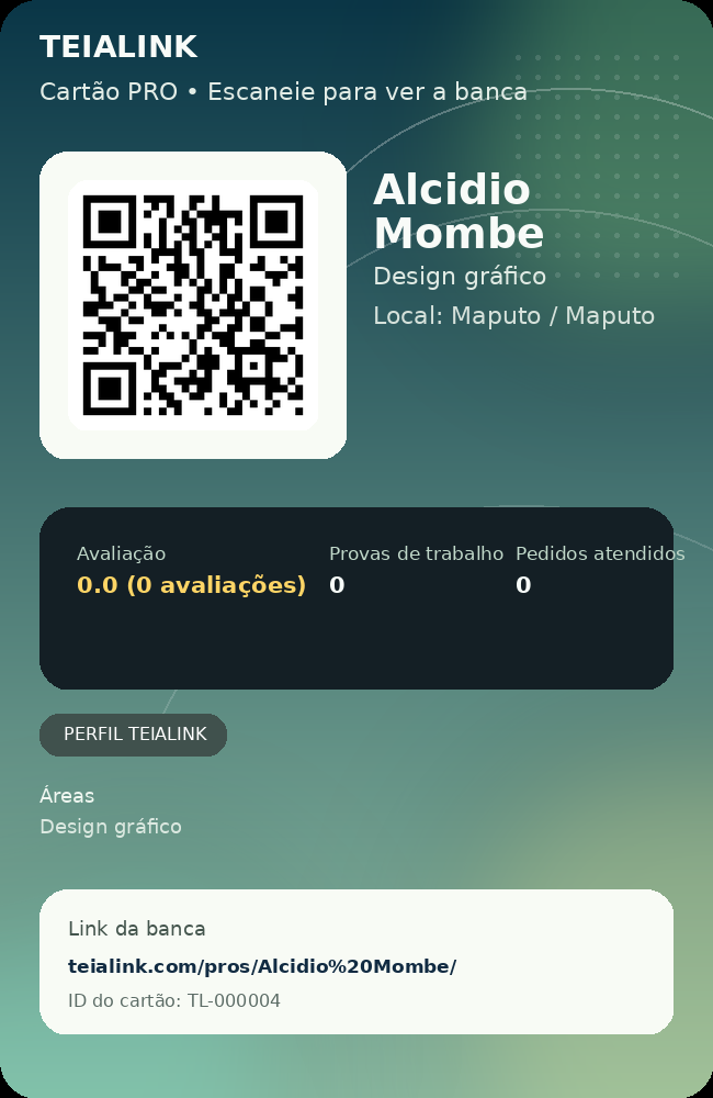 Cartão verso de Alcidio Mombe