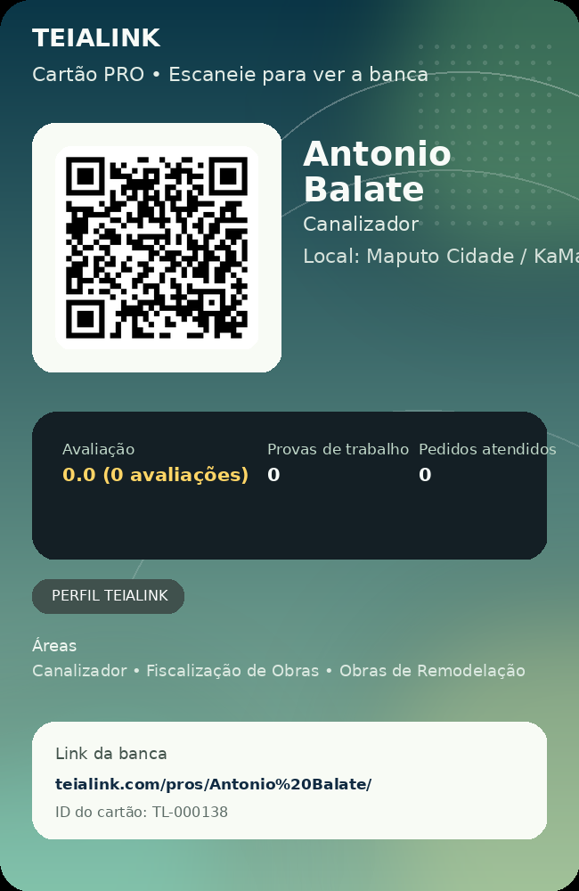 Cartão verso de Antonio Balate