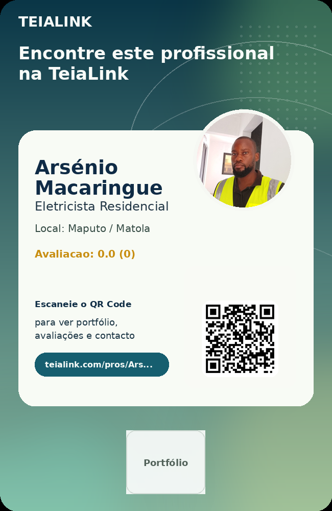 Cartão frente de Arsénio Macaringue