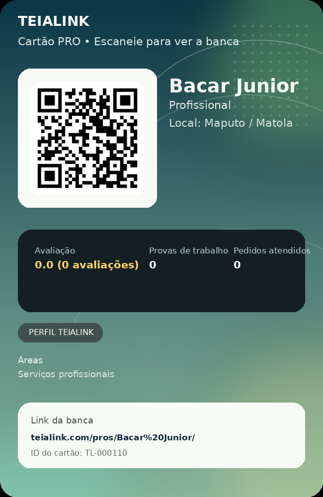 Cartão verso de Bacar Junior