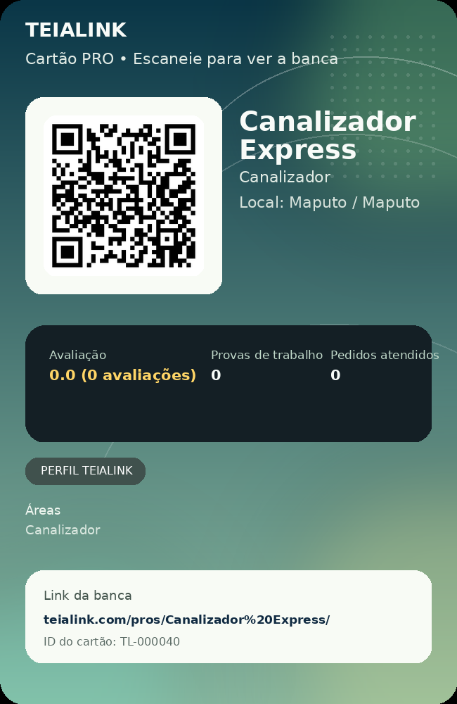 Cartão verso de Canalizador Express