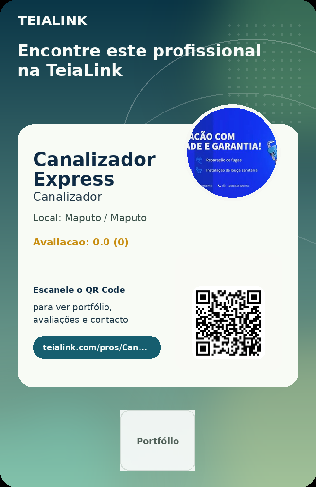 Cartão frente de Canalizador Express
