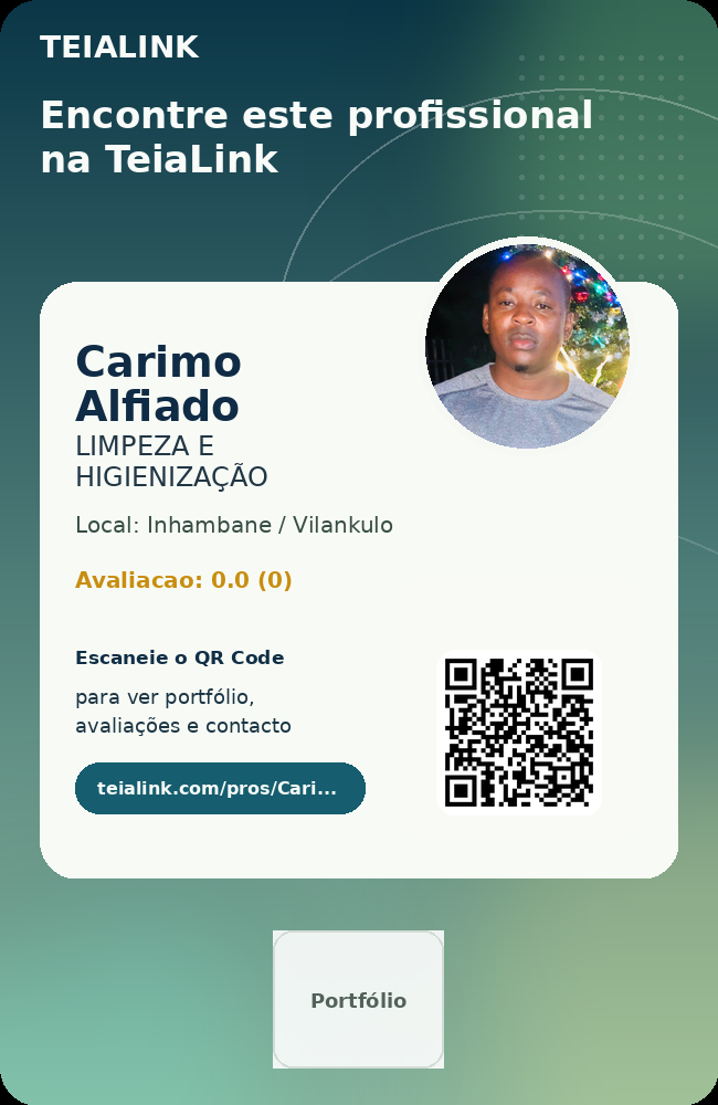 Cartão frente de Carimo Alfiado