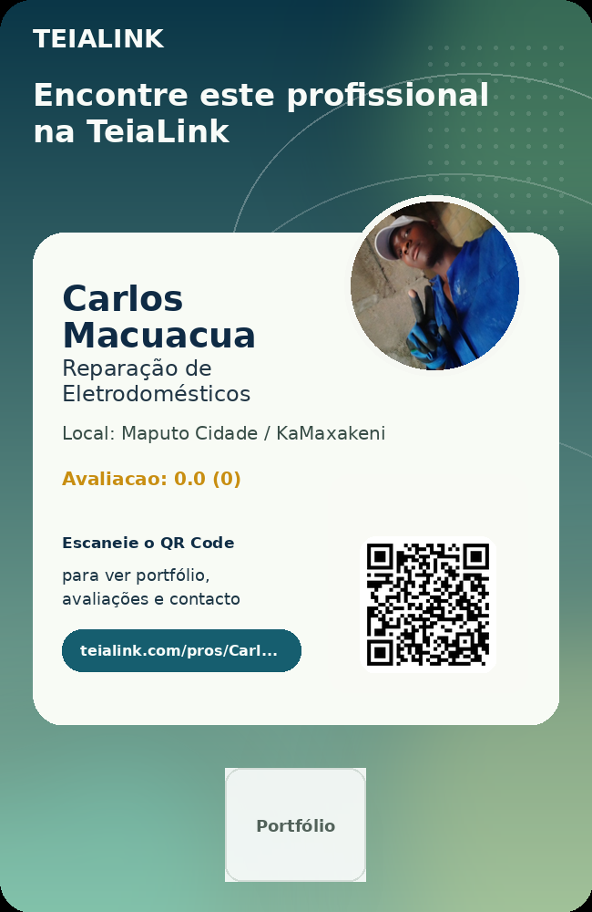 Cartão frente de Carlos Macuacua