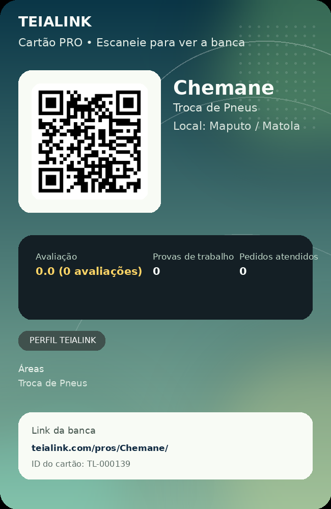 Cartão verso de Chemane