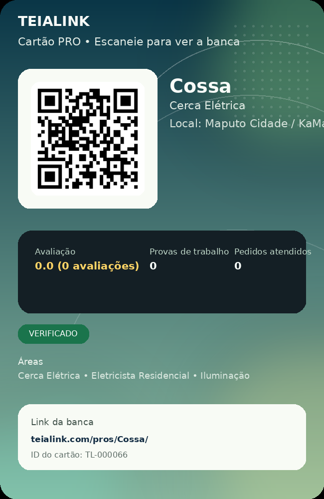 Cartão verso de Cossa