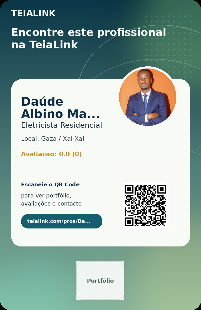 Cartão frente de Daúde Albino Massingue