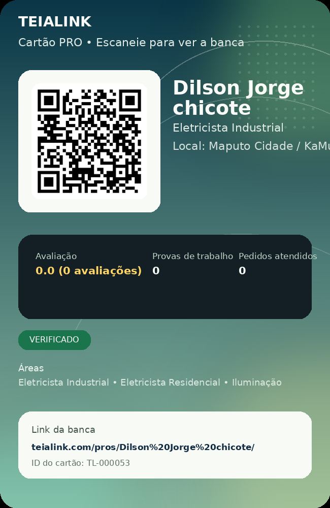 Cartão verso de Dilson Jorge chicote