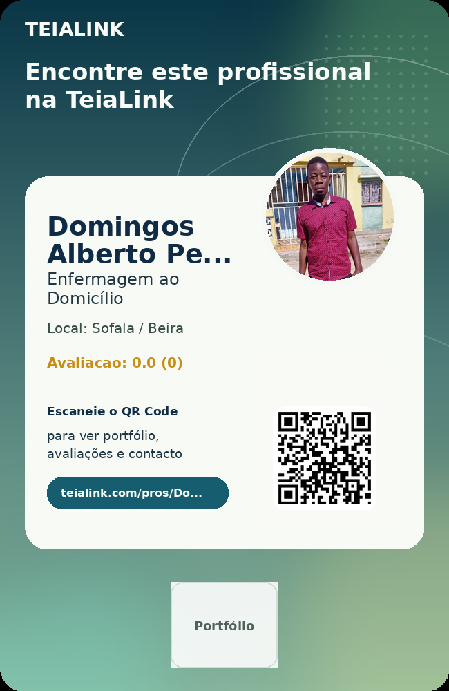 Cartão frente de Domingos Alberto Pedro