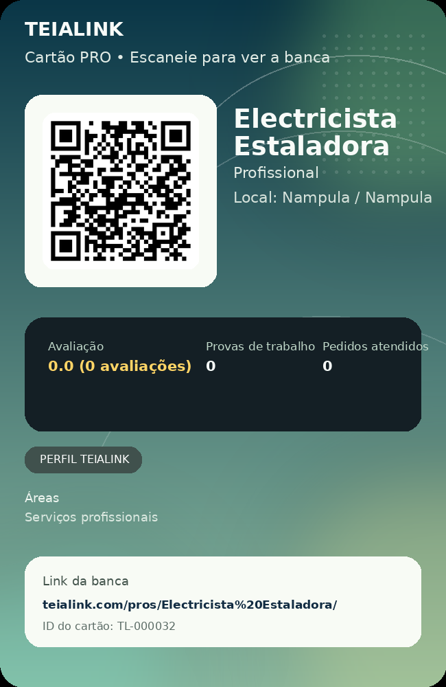 Cartão verso de Electricista Estaladora