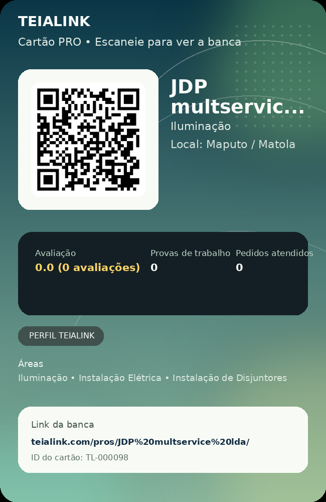 Cartão verso de JDP multservice lda