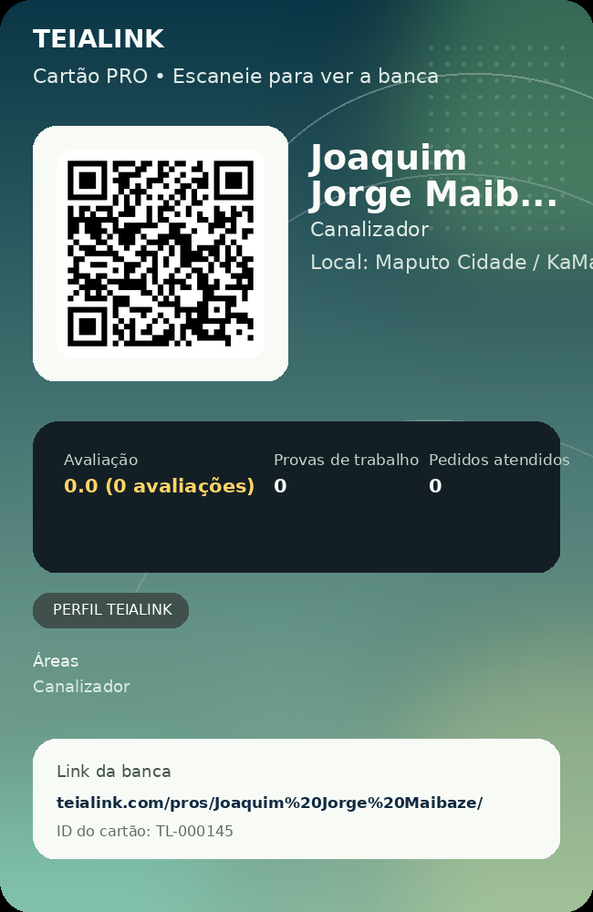Cartão verso de Joaquim Jorge Maibaze