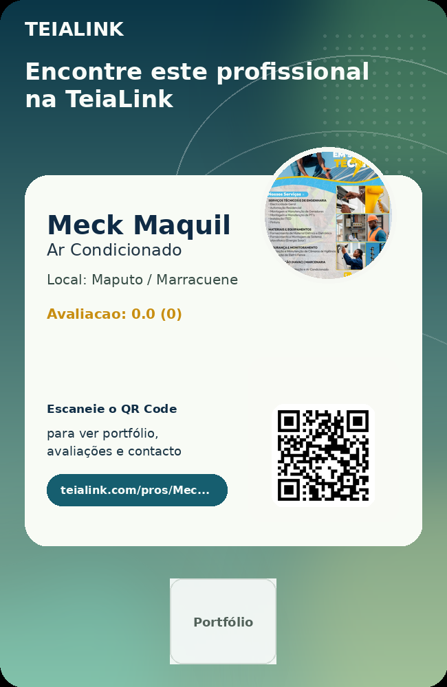 Cartão frente de Meck Maquil