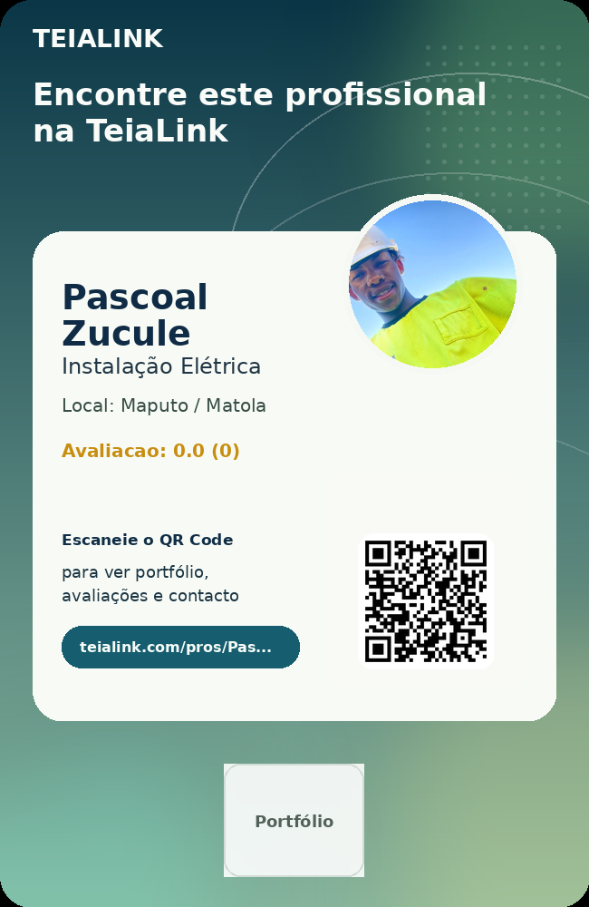 Cartão frente de Pascoal Zucule