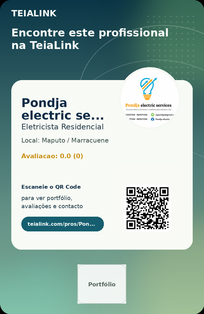 Cartão frente de Pondja electric services