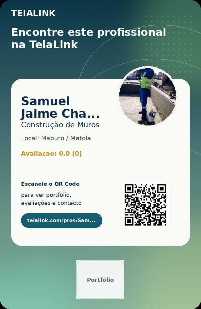 Cartão frente de Samuel Jaime Chacate