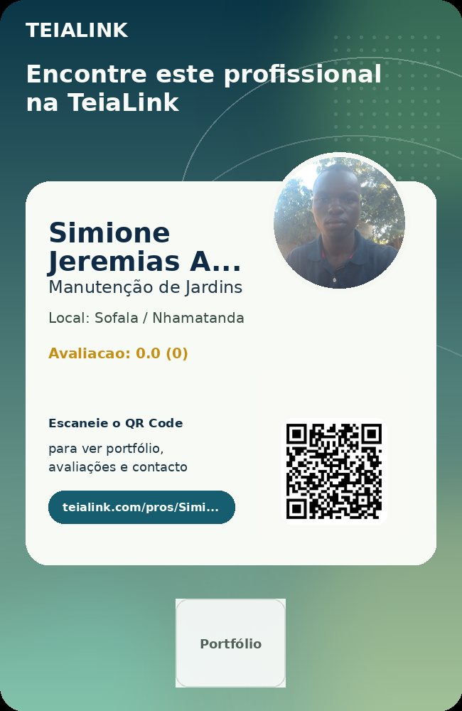 Cartão frente de Simione Jeremias Augusto