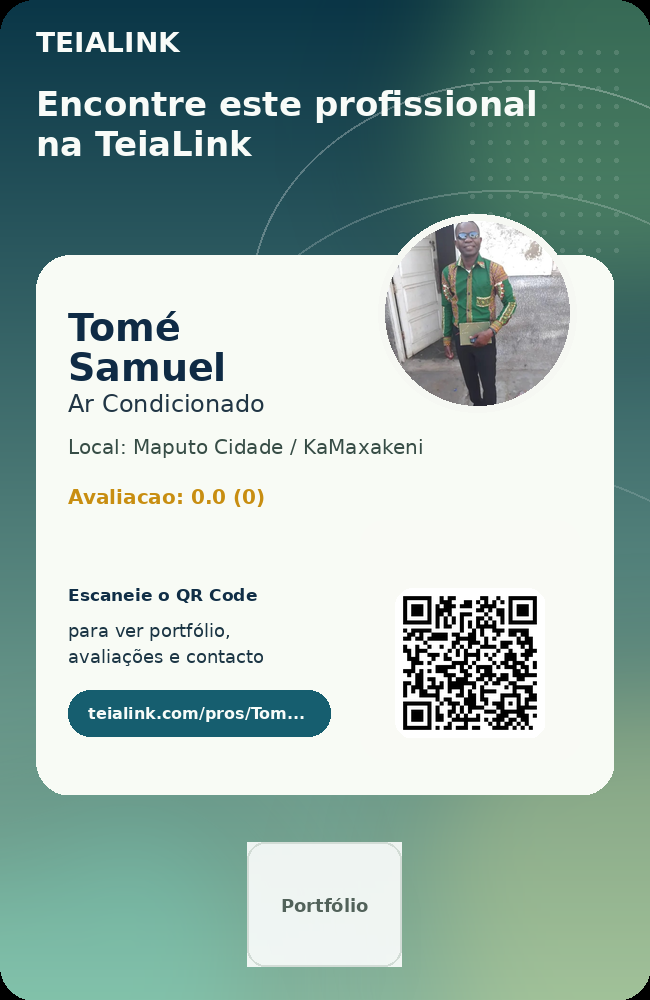 Cartão frente de Tomé Samuel