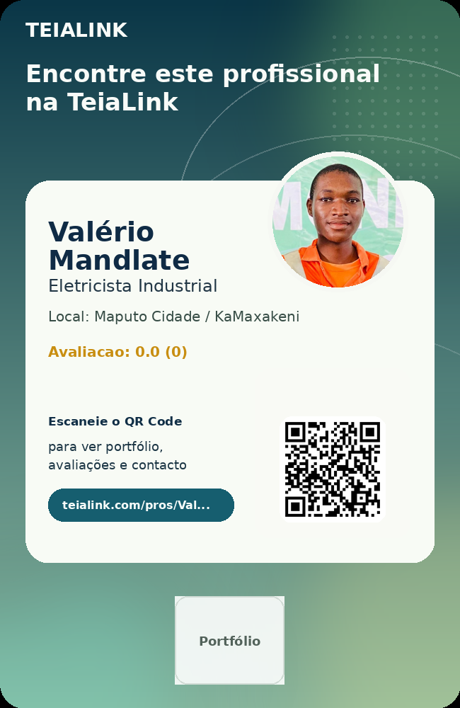 Cartão frente de Valério Mandlate