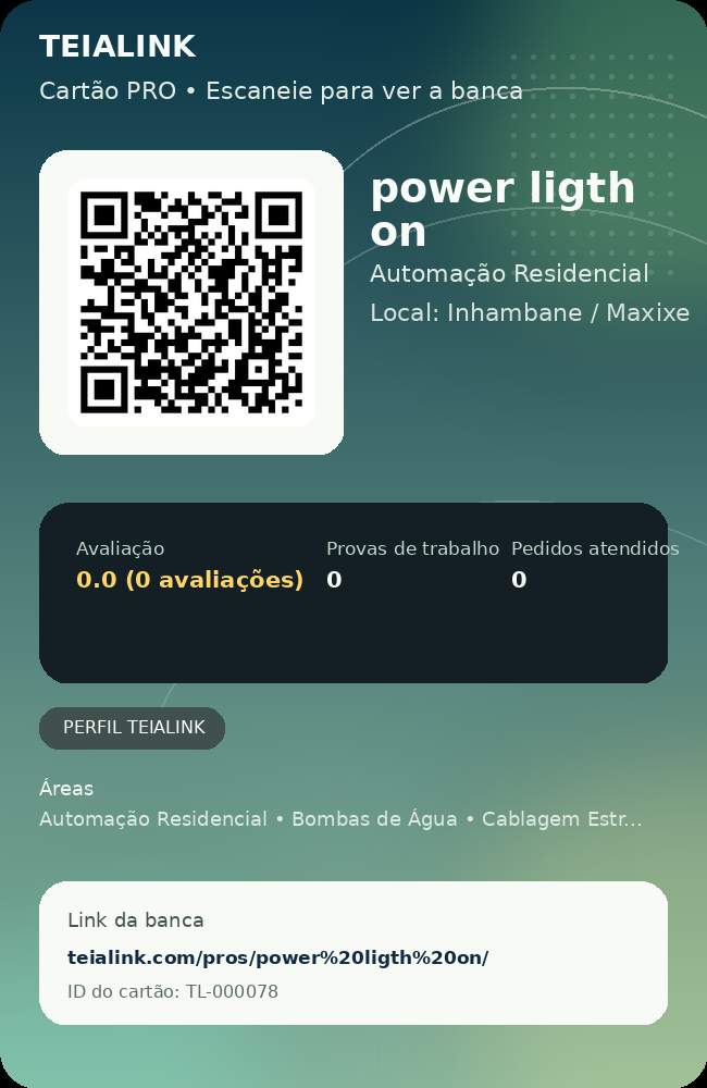 Cartão verso de power ligth on